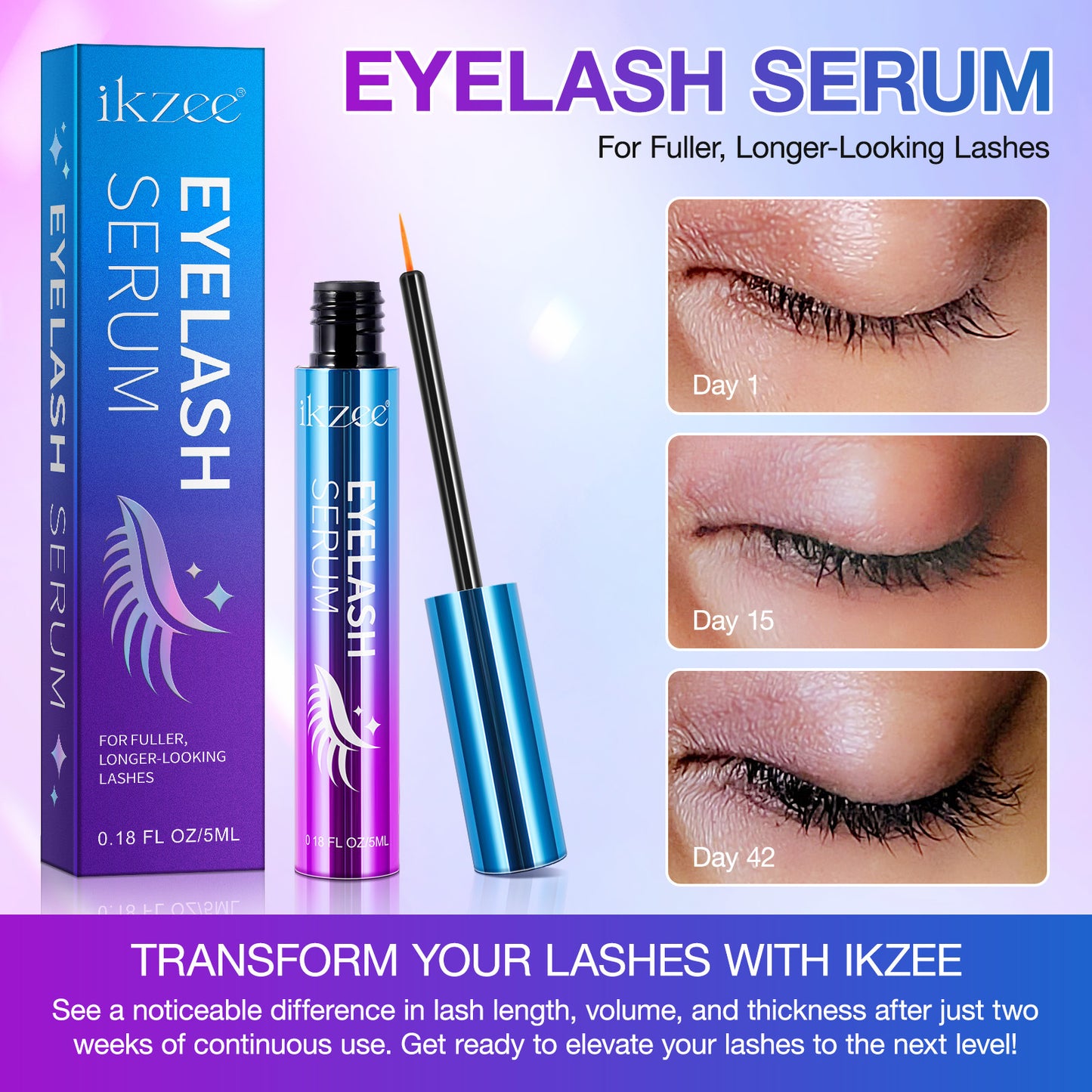 IKZEE - Eyelash Serum For Fuller Longer Lashes - Eyelash Serum