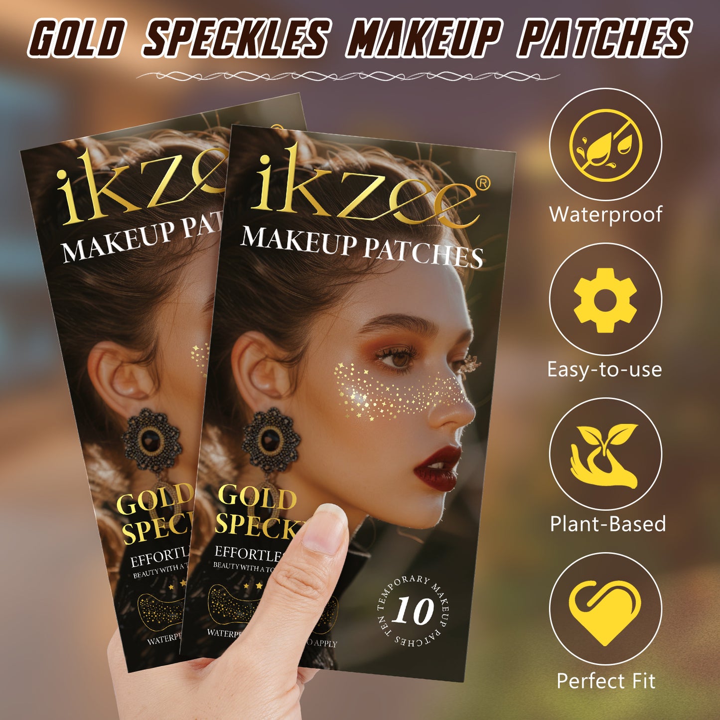 IKZEE - Face Makeup Gold Glitter Freckle Patches-Waterproof -Effortless Glam