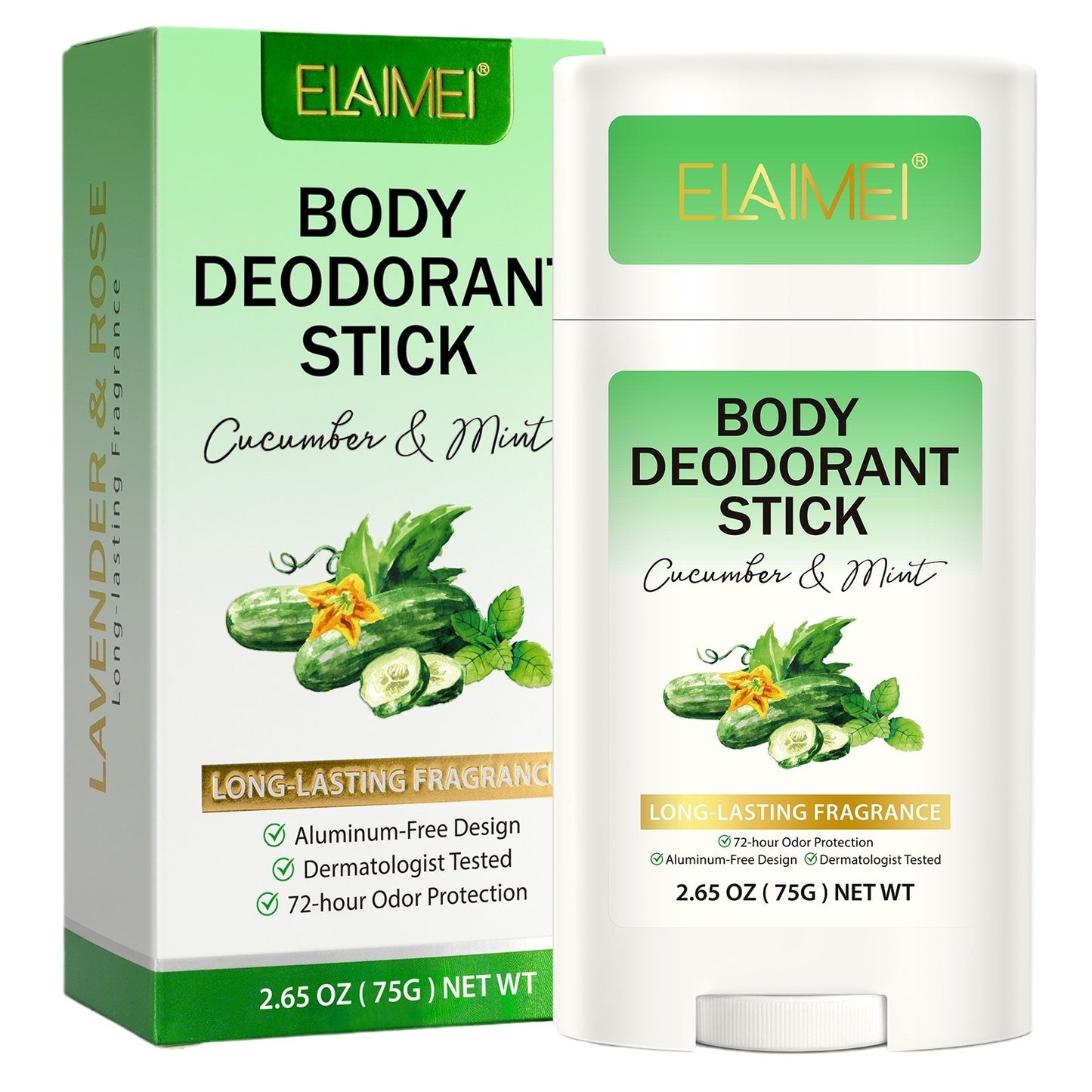 ELAIMEI - Body Deodorant Stick Long Lasting Fragrance 72-hour Odor Protection