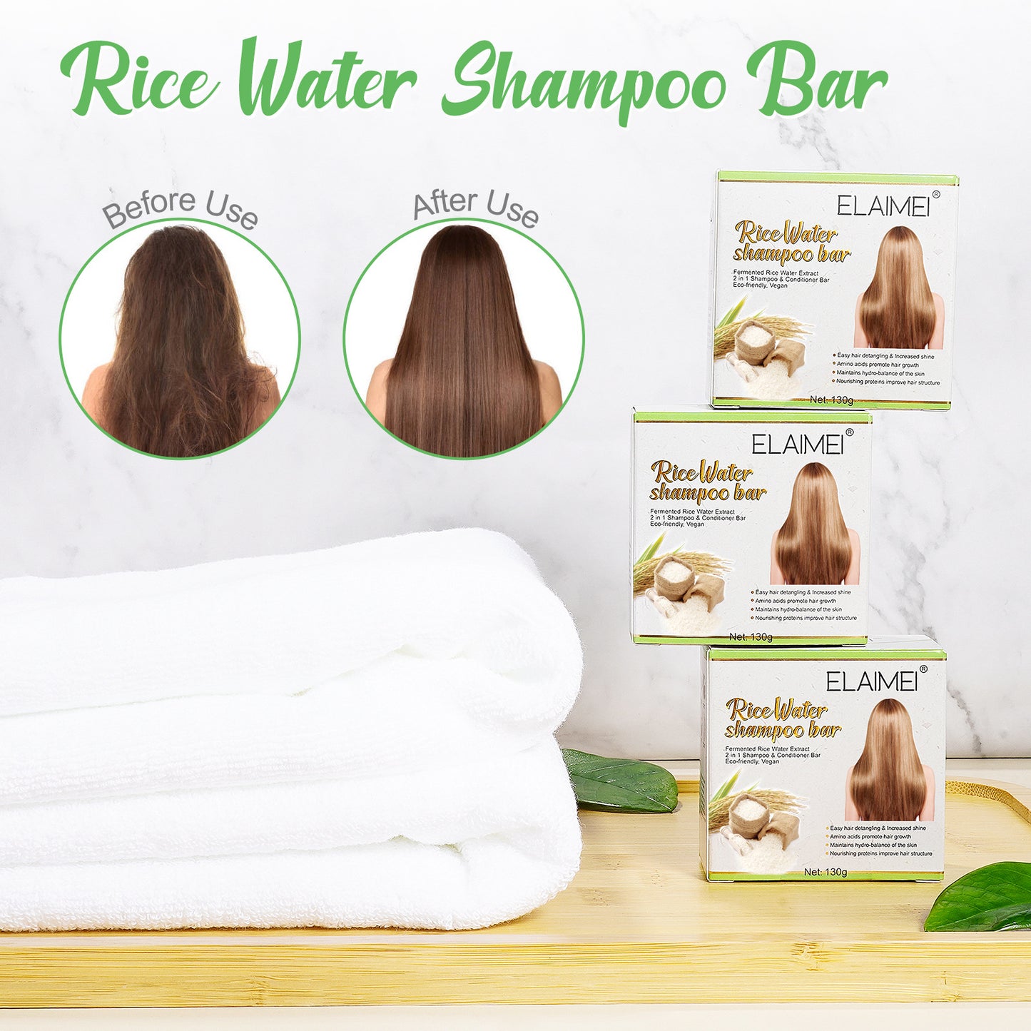 ELAIMEI - Elaimei Rice Water Shampoo Bar-2 in 1 Shampoo and Conditioner Bar