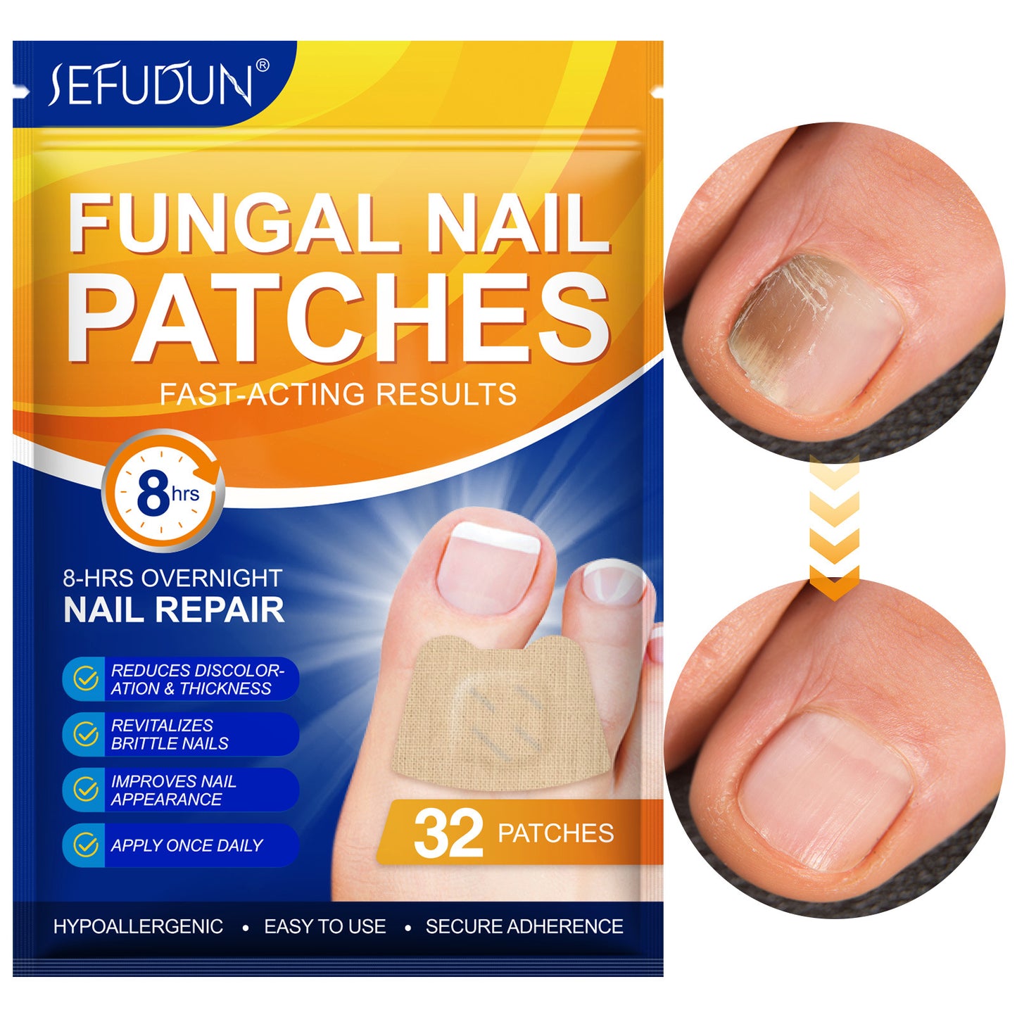 SEFUDUN - Fungal Nail Patches-Nail Repair-Fast Acting Results - 32 Patches