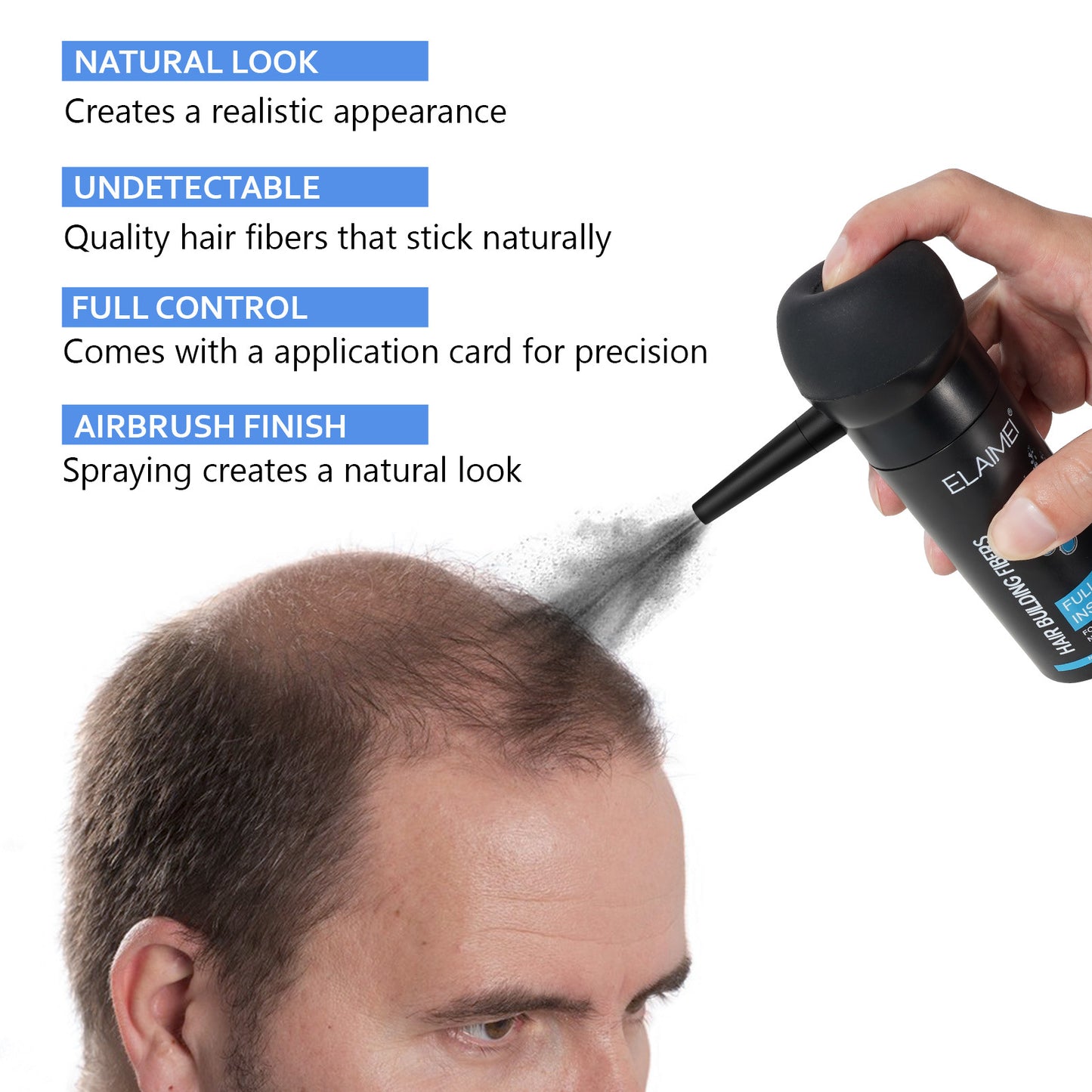 ELAIMEI - Hair Thickening Building Fibers for Thin and hair Loss -Instant Thick Hair