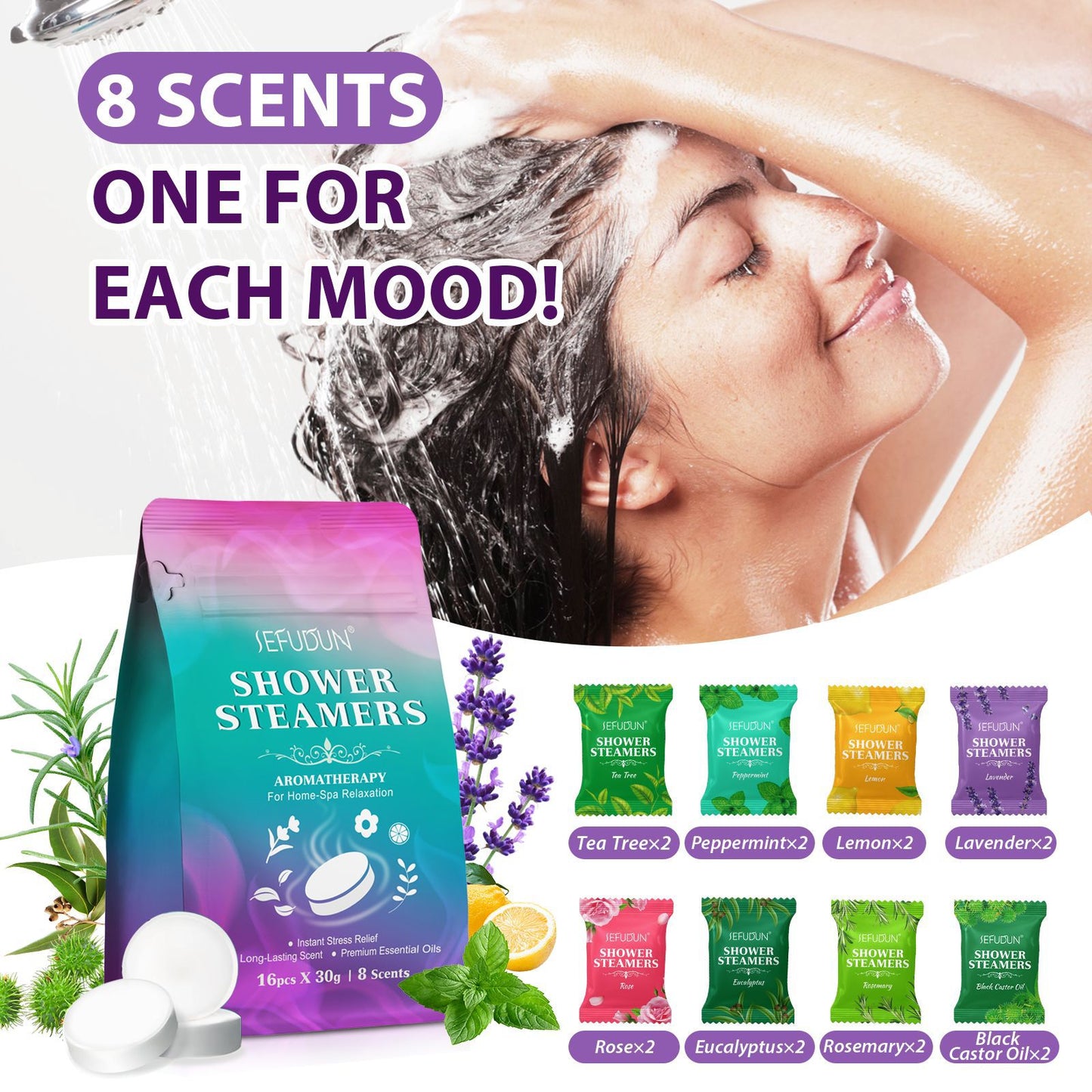 SEFUDUN - Aromatherapy Shower Steamers Home Spar Therapy Long Lasting Scent