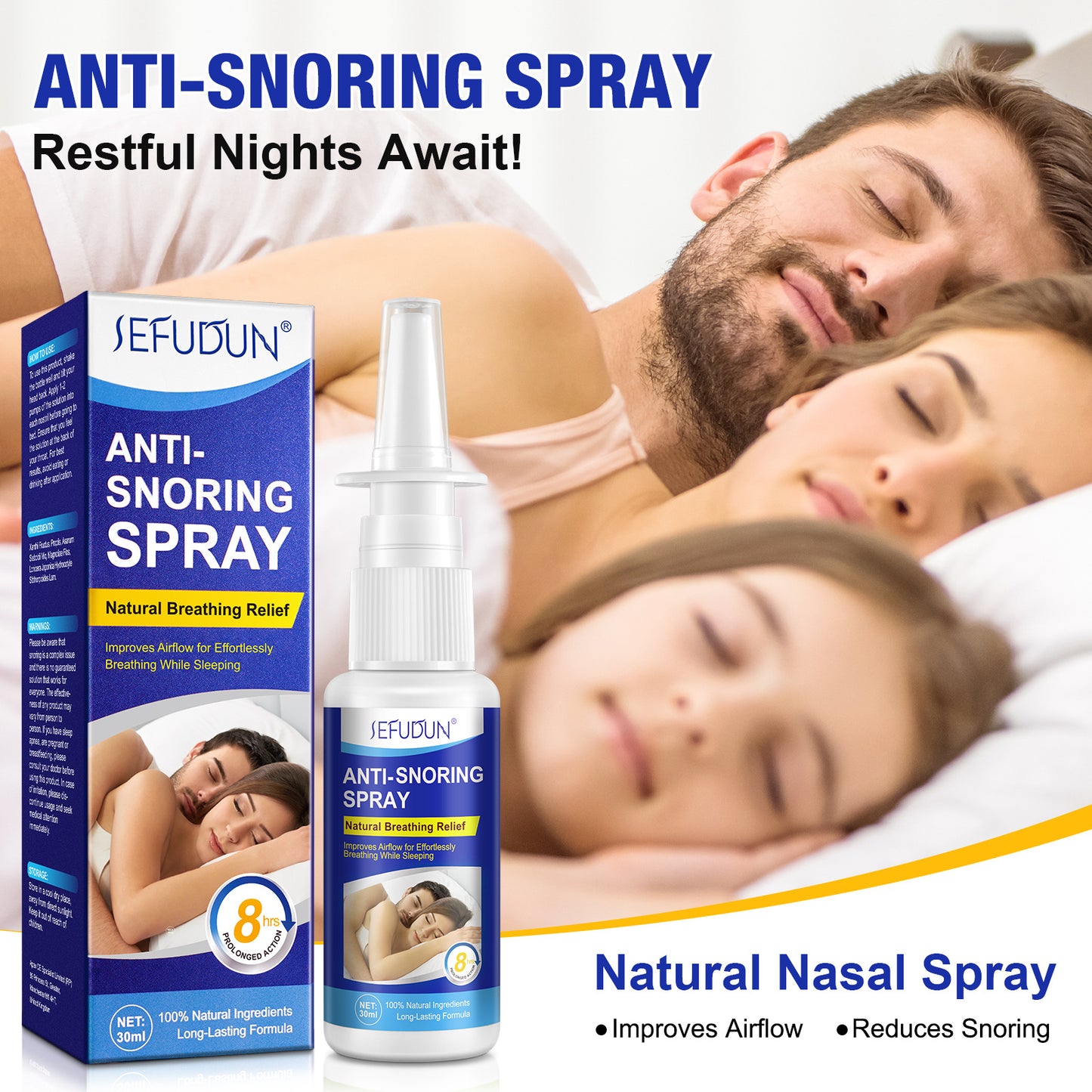 SEFUDUN - Anti Snoring Spray - Natural Breathing Relief-Improves Airflow