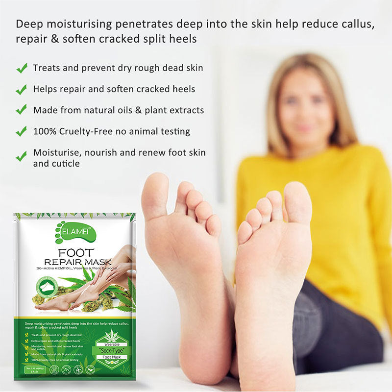 ELAIMEI Foot Mask Hemp Oil Nourishing Moisturizing Repairing Plant-Based