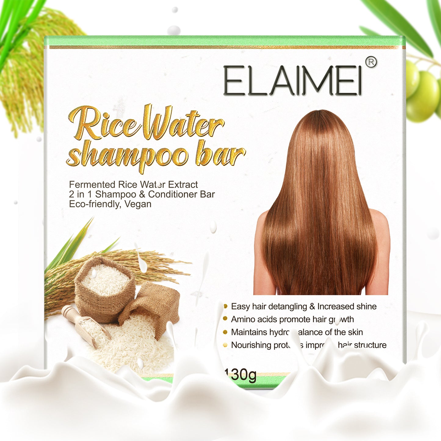 ELAIMEI - Elaimei Rice Water Shampoo Bar-2 in 1 Shampoo and Conditioner Bar