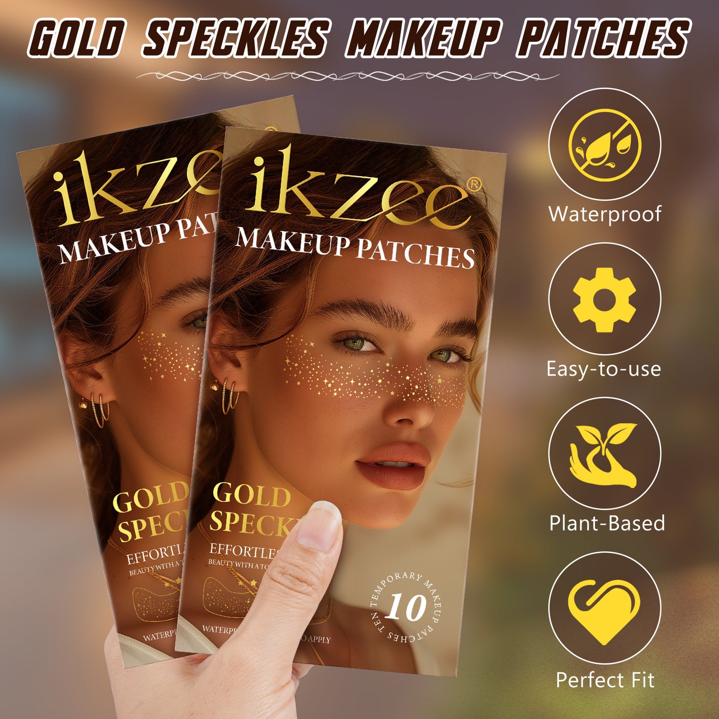 IKZEE - Face Makeup Gold Glitter Freckle Patches-Waterproof -Effortless Glam