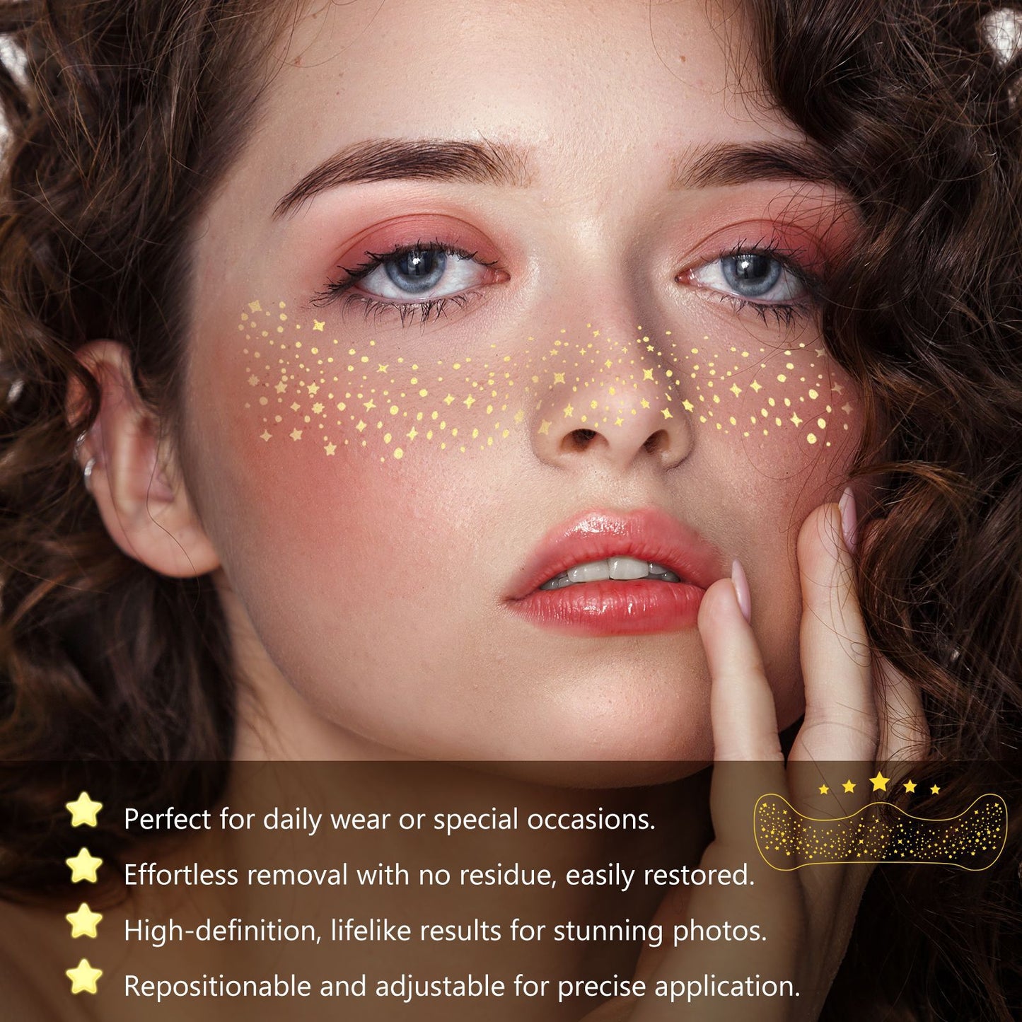 IKZEE - Face Makeup Gold Glitter Freckle Patches-Waterproof -Effortless Glam