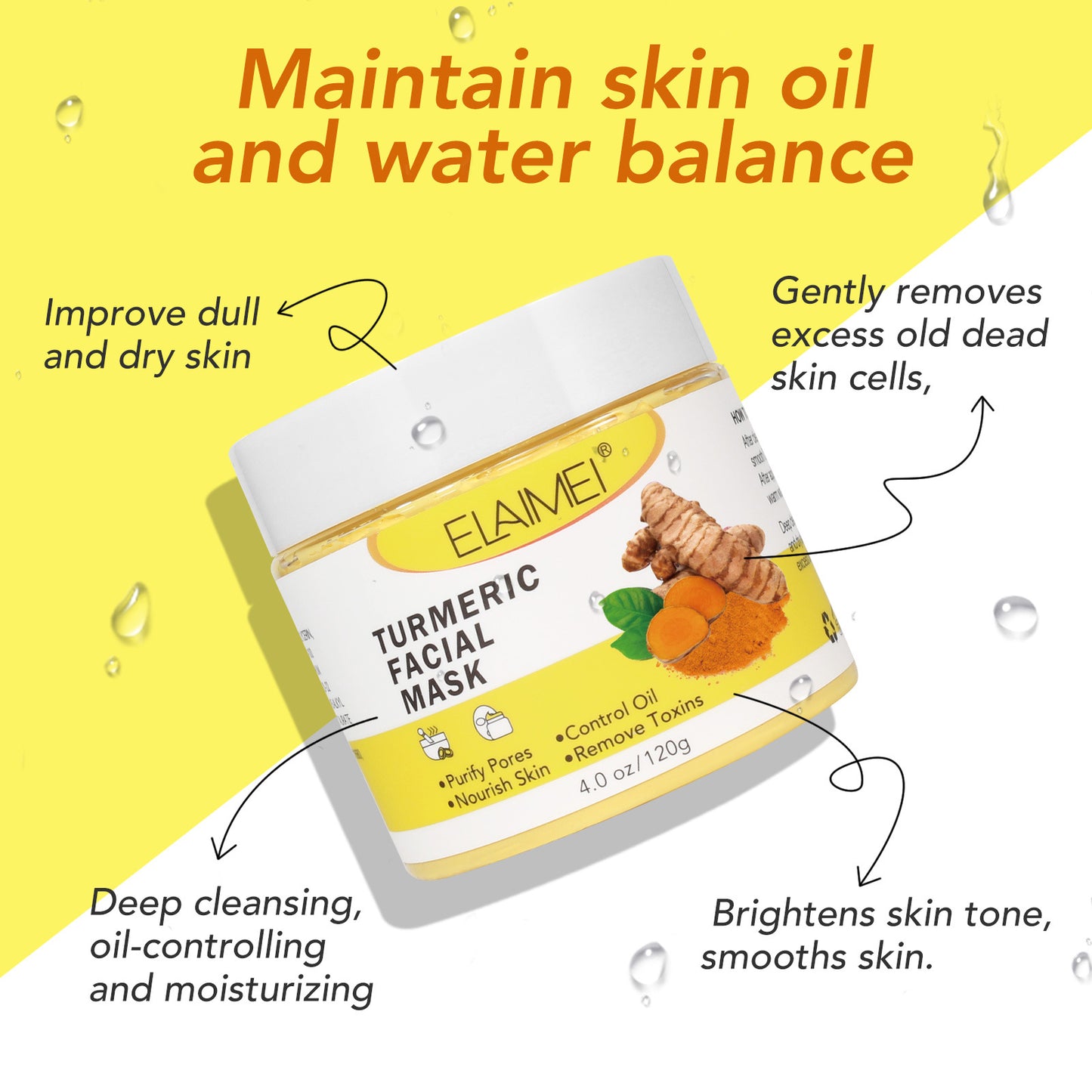 ELAIMEI - Clay Mask-Detoxifying Cleansing and Softening -Purify Pores-Control Oil