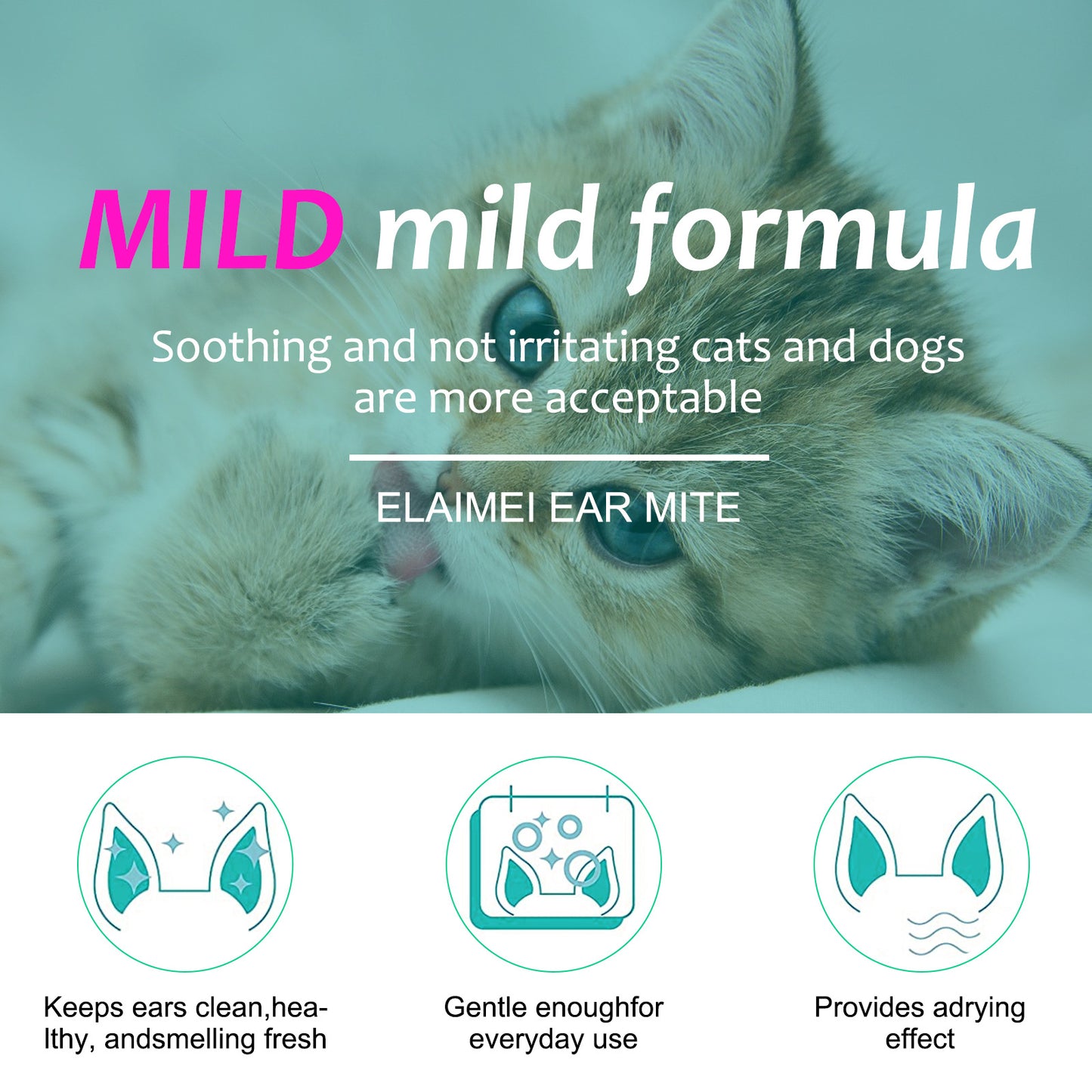 ELAIMEI - Ear Mite Treatment For Pets -Kills Ear Mite on Contact-Contains Aloe