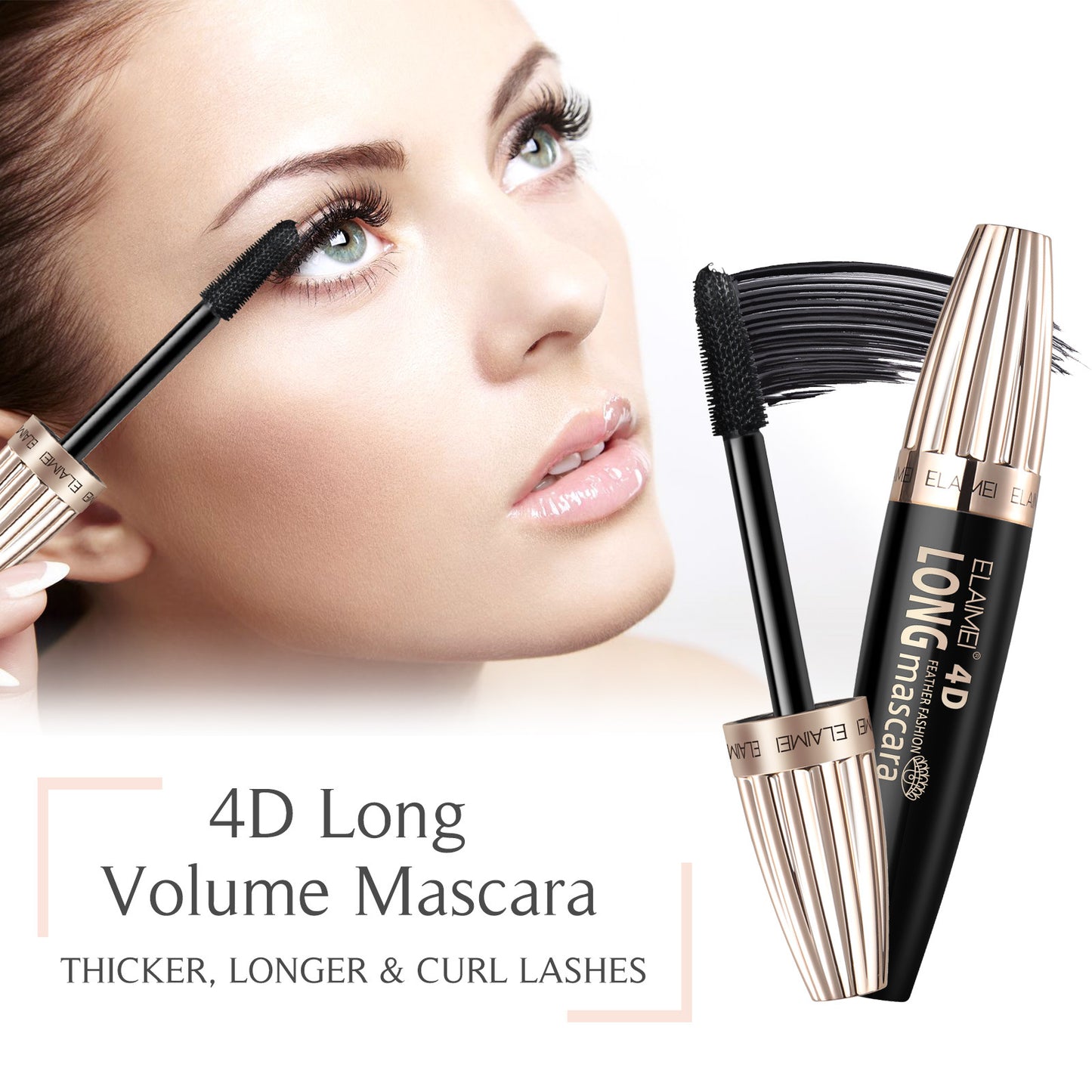 ELAIMEI - 4D Long Volume Mascara -Thicker Longer and Curl Lashes-Intense Volume