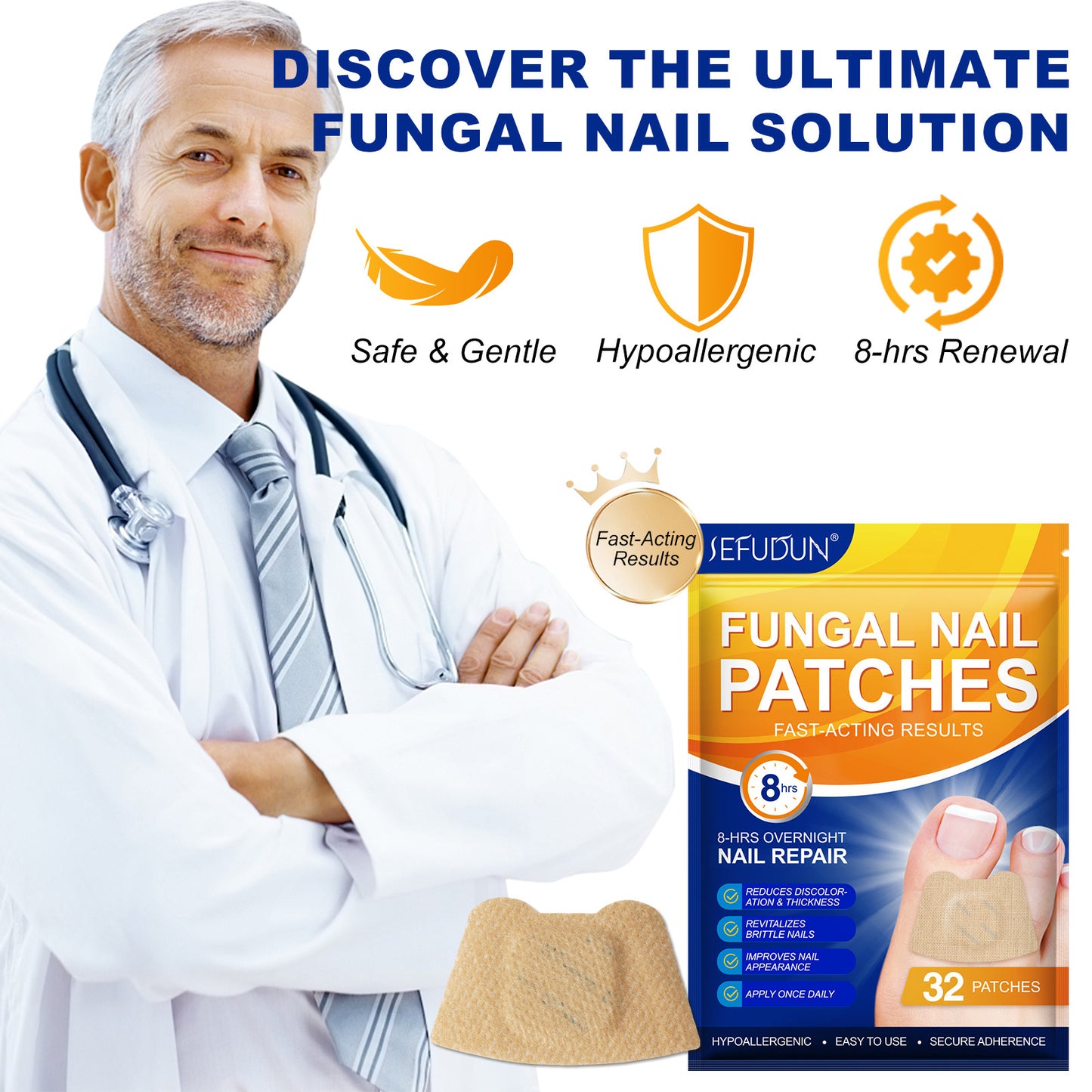 SEFUDUN - Fungal Nail Patches-Nail Repair-Fast Acting Results - 32 Patches