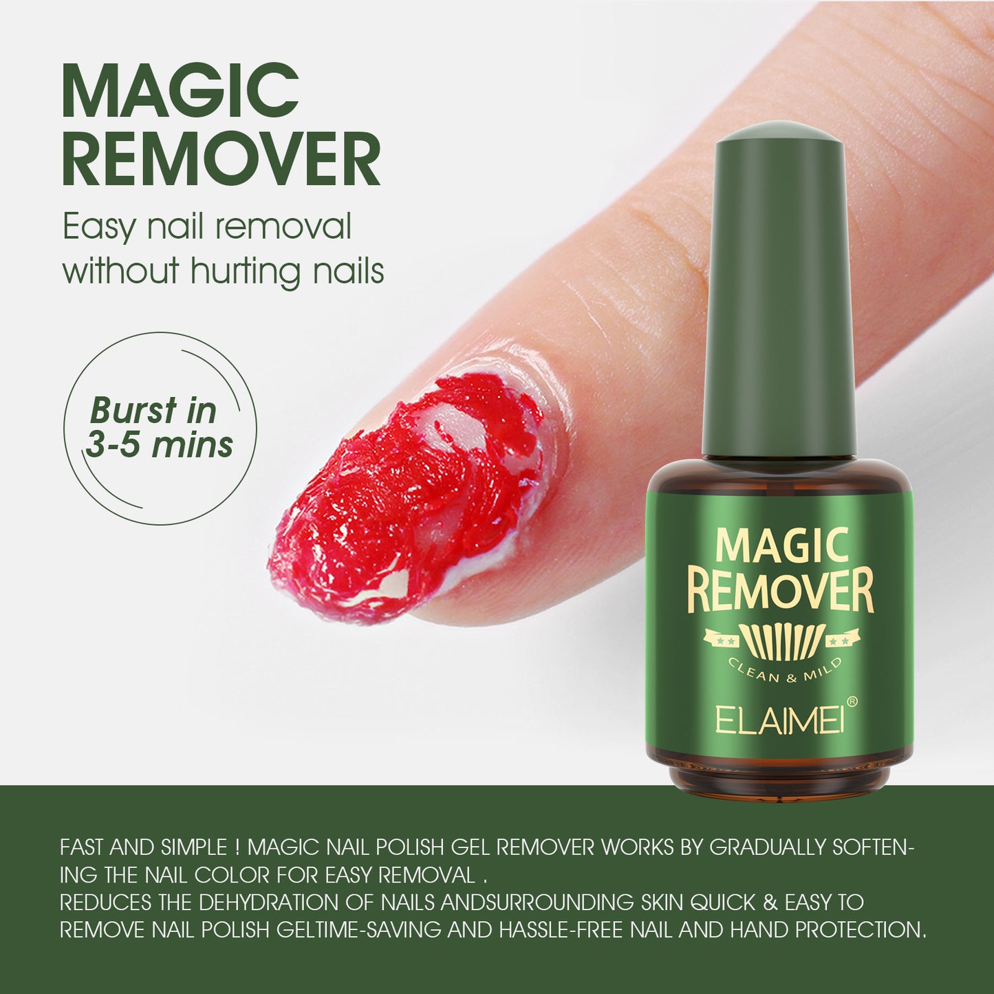 ELAIMEI - Magic Gel Nail Polish Remover-Advanced Soak-Off Gel Nail Polish Remover