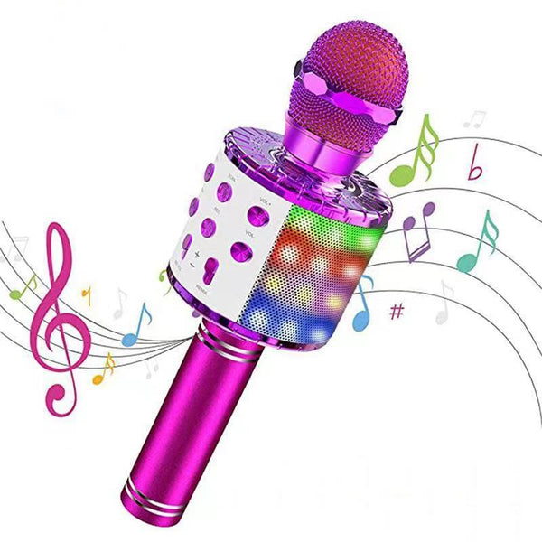 Karaoke Microphone, 5-in-1 Wireless Bluetooth Karaoke Mic for Adults Kids, Handheld Mics Speaker with LED Lights,Christmas Birthday Gifts for All Ages