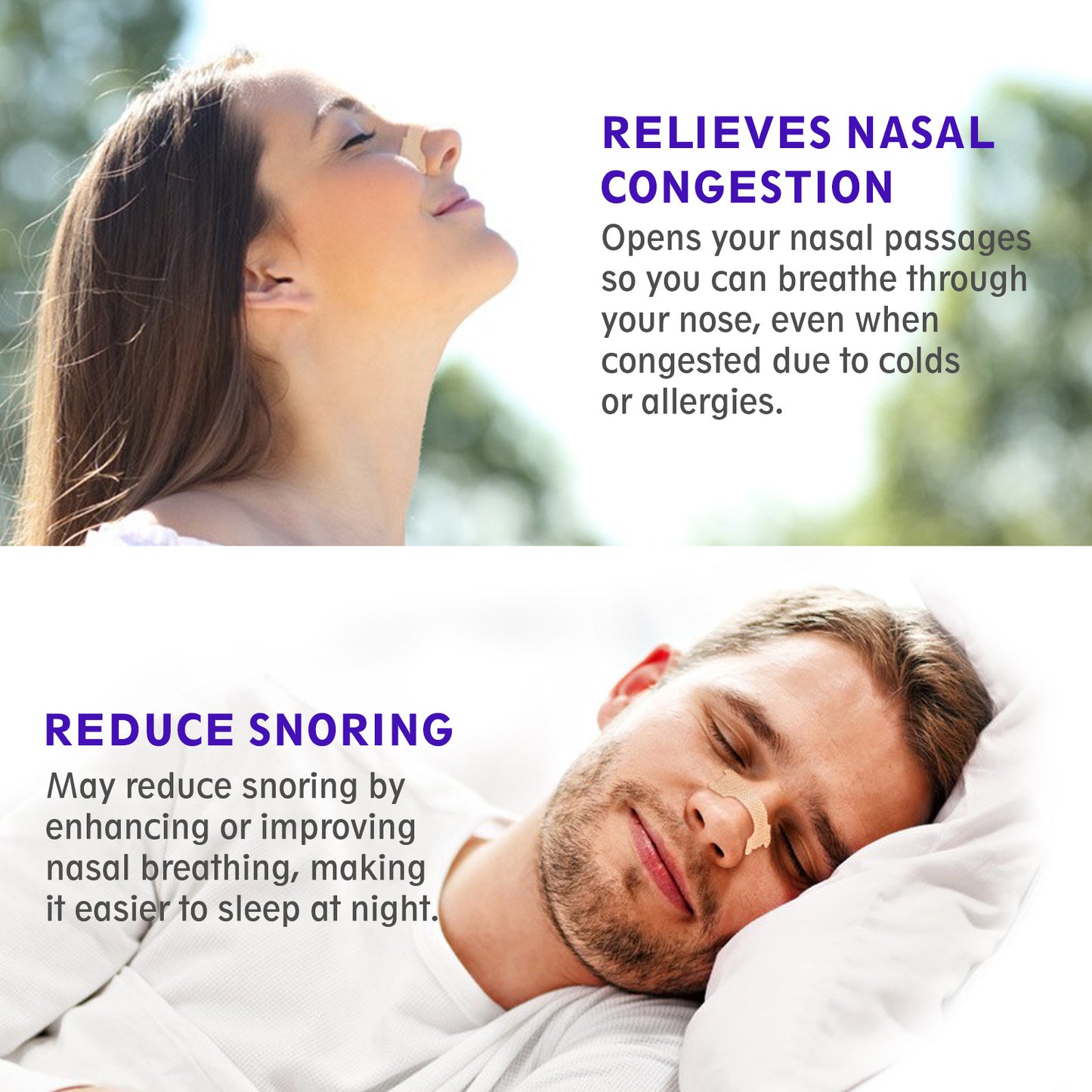 SEFUDUN - Nasal Strips - Reduce Snoring-Improves Breathing During Sleep