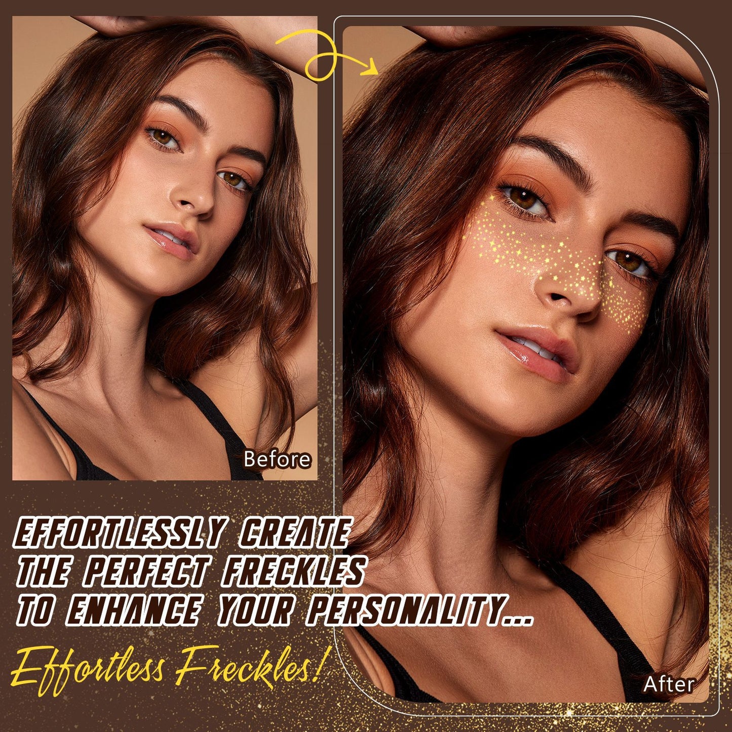 IKZEE - Face Makeup Gold Glitter Freckle Patches-Waterproof -Effortless Glam