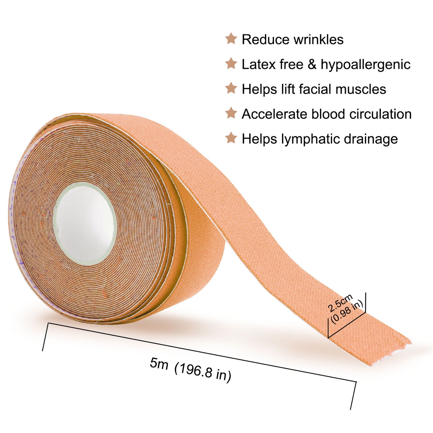 ELAIMEI - Facial Myofascial -Lift Tape-Reduce Wrinkles-Lift Facial Muscles - 2.5cmx5m