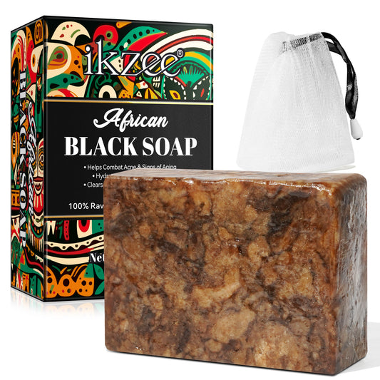 IKZEE - African Black Soap-Organic Handmade-Hydrates & Balances Oily Skin