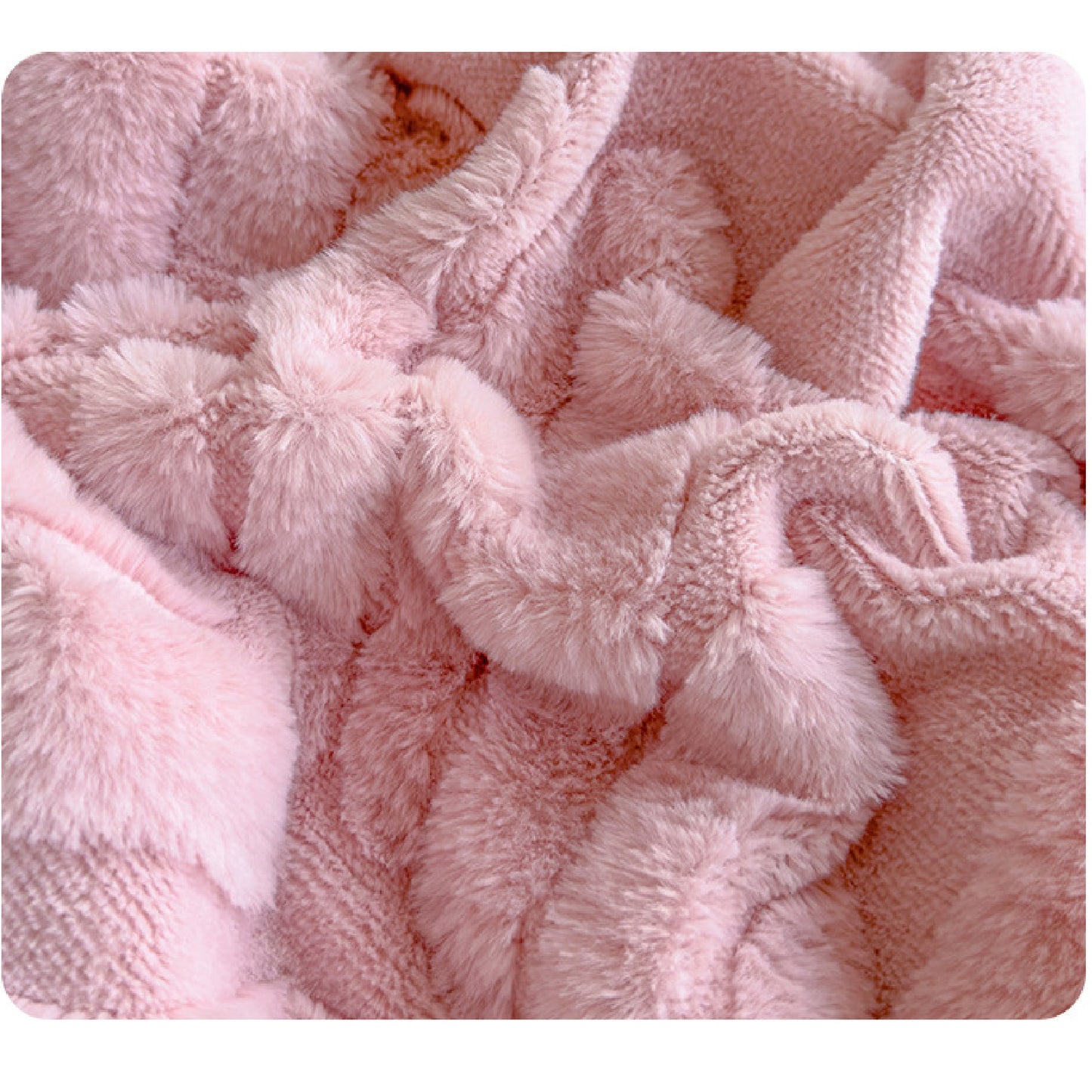 New Rabbit Fur - Banana leaf Design - Double Layer Thickened Rabbit Fur Blanket Throw - High Weight Blanket Comfortable and Warm - 200 x 230cm