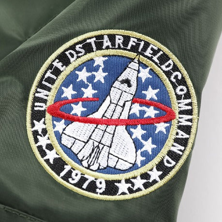 Men's New Flight Jacket - Casual Wear, Stand Collar, Embroidery Design-Green